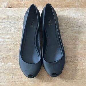 Melissa Women's Black Peep-Toe Flats